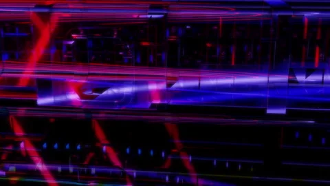 3D animation rendering, space corridor model on a black background Stock Footage 255483417