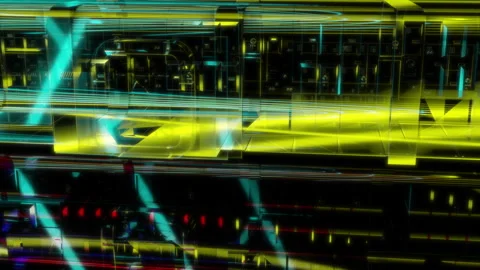 3D animation rendering, space corridor model on a black background Stock Footage 255662133
