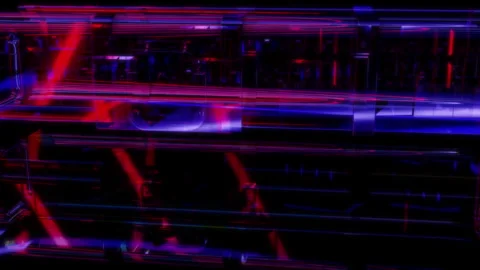 3D animation rendering, space corridor model on a black background Stock Footage 255931875