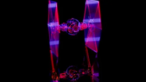 3D animation rendering, spaceship model on a black background Stock Footage 257258032