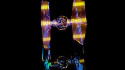 3D animation rendering, spaceship model on a black background Stock Footage 258555071