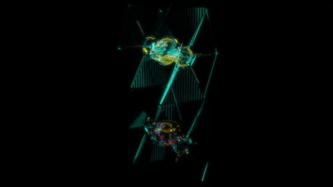 3D animation rendering, spaceship model on a black background Video stock 258853358