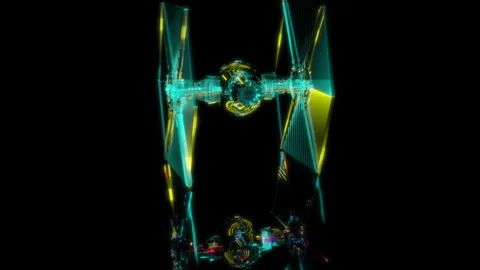 3D animation rendering, spaceship model on a black background Stock Footage 259514297