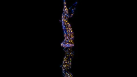 3D animation rendering, statue with wings model on a black background Stock Footage 259808980