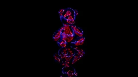 3D animation rendering, Teddy bear model on a black background Stock Footage 257256886