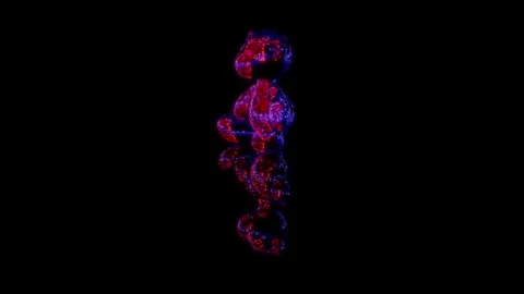 3D animation rendering, Teddy bear model on a black background Video stock 259046912
