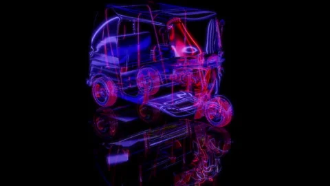 3D animation rendering, TRICYCLE model on a black background Stock Footage 257256603