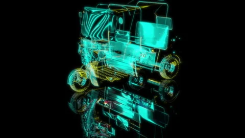 3D animation rendering, TRICYCLE model on a black background Stock Footage 257590287