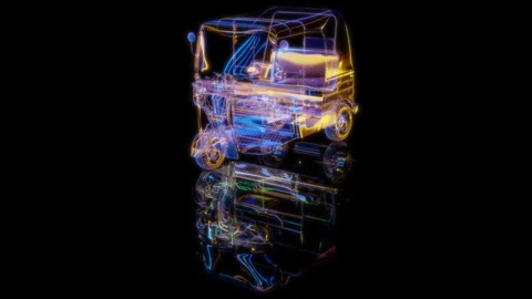 3D animation rendering, TRICYCLE model on a black background Stock Footage 257821666