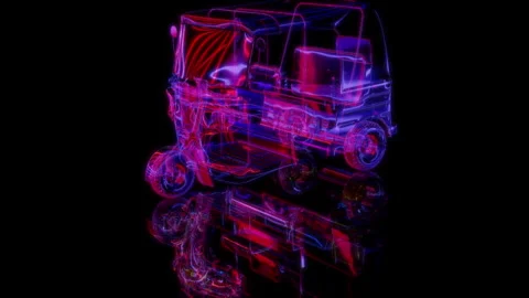 3D animation rendering, TRICYCLE model on a black background Stock Footage 258227069