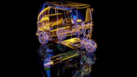 3D animation rendering, TRICYCLE model on a black background Stock Footage 258553598
