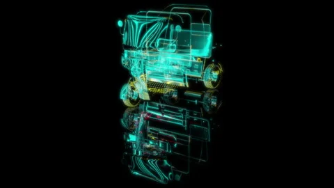 3D animation rendering, TRICYCLE model on a black background Video stock 258854603