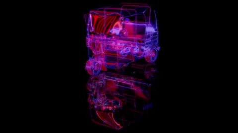 3D animation rendering, TRICYCLE model on a black background Stock Footage 259047461