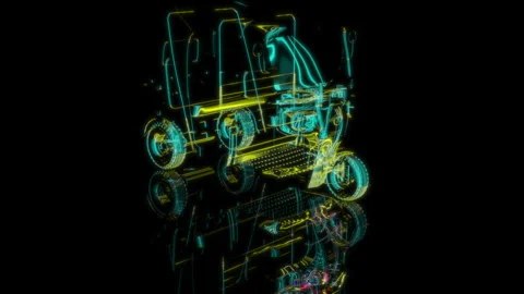 3D animation rendering, TRICYCLE model on a black background Stock Footage 259512800