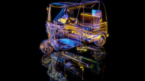 3D animation rendering, TRICYCLE model on a black background Stock Footage 259809357