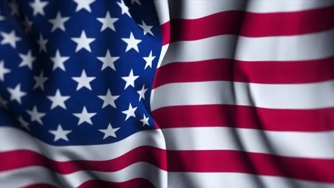 3d animation rendering USA flag. Waving USA flag looping background. Americ.. Stock Photos