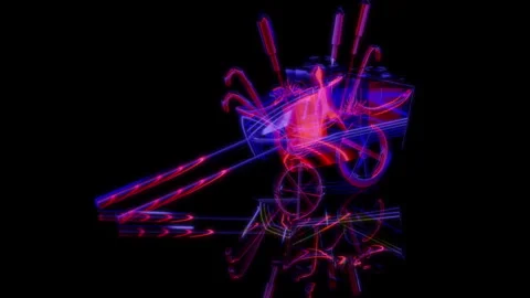 3D animation rendering, wagon with toys model on a black background Stock Footage 257259170