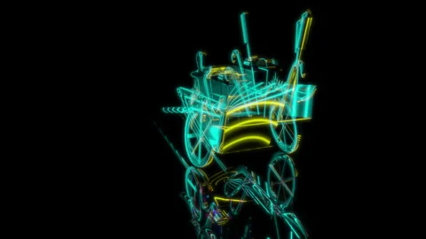 3D animation rendering, wagon with toys model on a black background Stock Footage 257585173