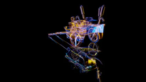 3D animation rendering, wagon with toys model on a black background Stock Footage 257819469