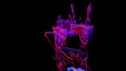 3D animation rendering, wagon with toys model on a black background Stock Footage 258225332