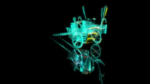 3D animation rendering, wagon with toys model on a black background Stock Footage 258852612