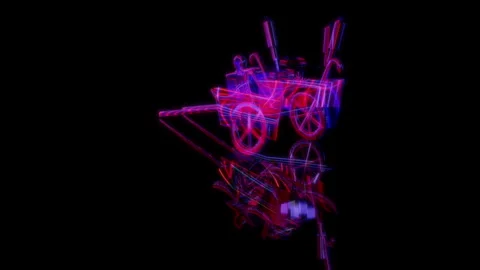 3D animation rendering, wagon with toys model on a black background Video stock 259044261