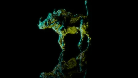 3D animation rendering, a wild boar model on a black background Stock Footage 257591889