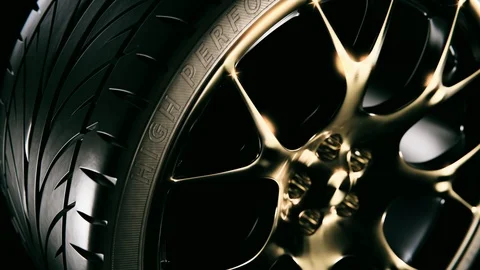 3D Animation Rendering of a Yellow Metal Sports Car Wheel Slide Camera 4K Stock Footage 104493849