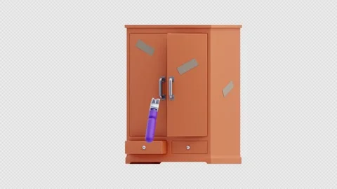 3D Animation of Repairing Cupboard Stock Footage 302882384