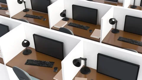 A 3d animation of repetitive pattern of office cubicles Stock Footage 305828512