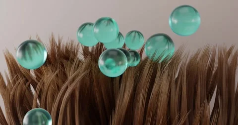 3D animation of the restoration of split ends in dark hair Stock Footage 293784633