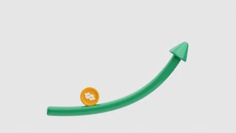 3d animation of rising arrow with dollar coin growth concept Stock Footage 332776635