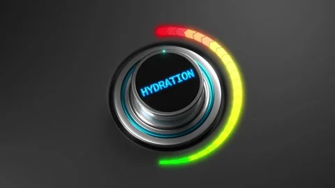 3D animation of a rising hydration level on a color dial from green to red Video stock 312370972