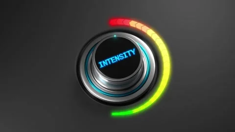3D animation of a rising intensity level on a circular gauge from green to red Stock Footage 312371000