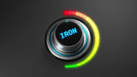 3D animation of a rising iron level on a color dial from green to red. Ideal for Video stock 321370763