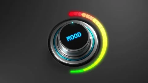 3D animation of a rising mood level on a color dial from green to red Stock Footage 312371026