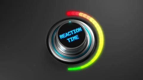 3D animation of a rising reaction time level on a color dial from green to red Stock Footage 312371049