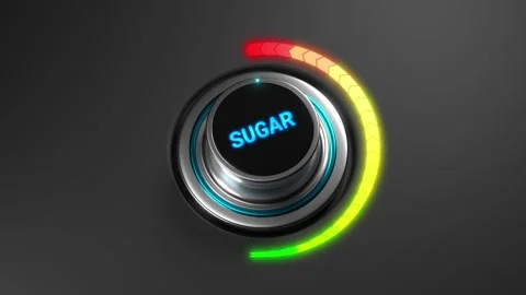3D animation of a rising sugar level on a circular gauge from green to red Stock Footage 312371092
