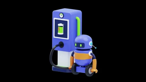 3D Animation of Robot Charging Stock Footage 286921824