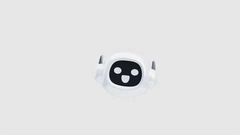 3d animation of robot head icon with happy face Stock Footage 341836595