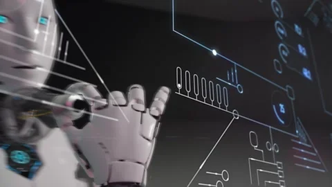 3D Animation of Robot Holding Light Bulb to Represent AI and Electricity Stock Footage 291169137