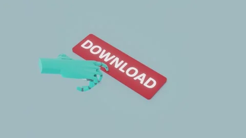 3D Animation of Robotic Hand Pressing Download Button Stock Footage 324573078