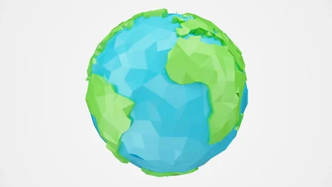 3D animation rotated low poly earth with alpha channel, globe illustration Stock Footage 107196609