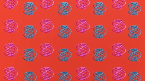 3D animation of rotating abstract shapes on vivid red background. 3D rendering Stock Footage 108096915