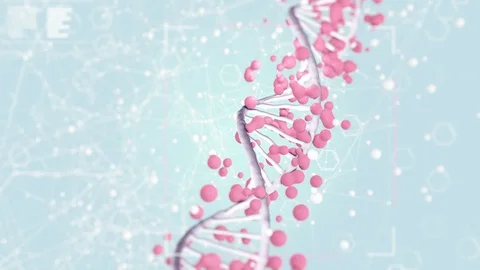 3D animation of rotating and analyzing DNA strand Stock Footage 129327302