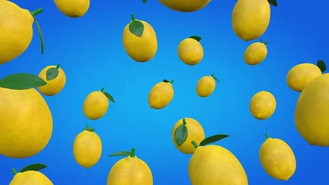 3D Animation of Rotating Cloud Lemon with Luma Matte on Blue Gradient Background Video stock 289954972