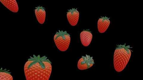 3D animation of a rotating cloud-like strawberry on black background Video stock 290032451