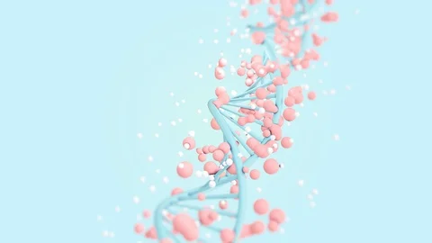 3D animation of rotating DNA strand surrounded and attacked by alien cells Stock Footage 129222945