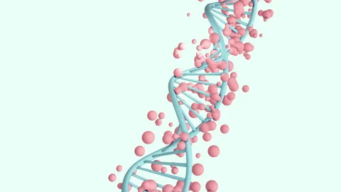 3D animation of rotating DNA strand surrounded alien cells Stock Footage 131006700