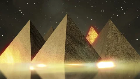 3D animation of a rotating golden colored pyramid Stock Footage 233047200